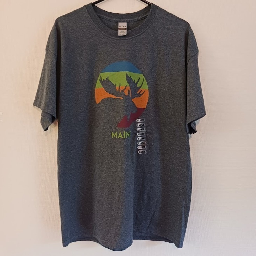 Gildan Ultra Cotton, Men's Maine Moose graphic tee, XL, Gray, New